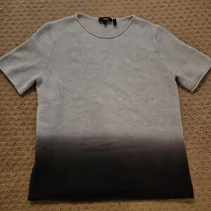 Theory Gray to Black Ombre Short Sleeve Sweater